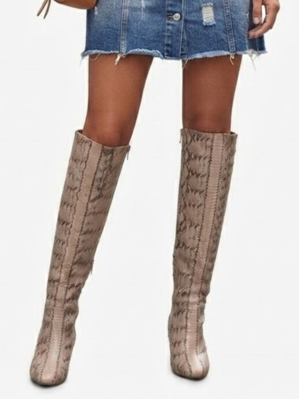 Louise et Cie Leather Boots Tall Ladies Boots Snake Pattern Size 7 NEW